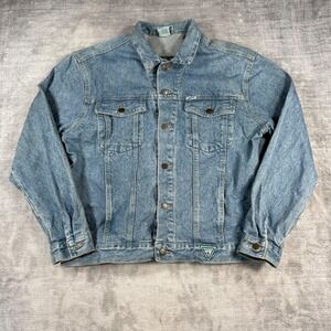 Guess Jacket Mens XL Blue Denim Georges Marciano Vintage 90s Trucker Light Wash